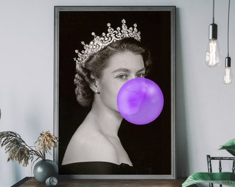 Queen Elizabeth Purple Print — Pop Art Royal Wall Art
