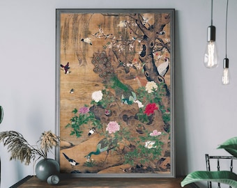 陶板画★木製★スタンドタイプ/装飾品【ヴィンテージ】日本の伝統的な絵柄 ヴィンテージの日本の虎の版画、お守りの虎、アンティークの日本の