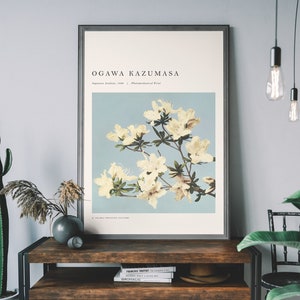 Japanische Azaleen Ogawa Kazumasa Blumen Kunstdruck, Antikes japanisches Poster, Botanische Illustration, Minimale Wandkunst