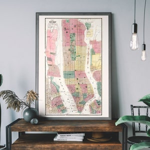 Mapa antiguo de Nueva York, mapa de la ciudad de Nueva York, póster de viaje antiguo, póster con mapa de Brooklyn