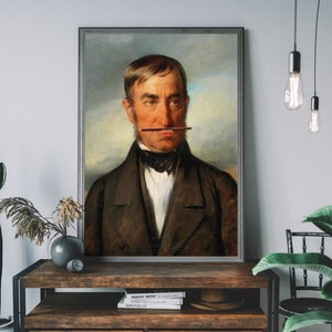 Friedrich von Amerling Bleistift Schnurrbart Funky Art Print, veränderte Kunst, Urban Kunst, trendiges Poster, schrullig