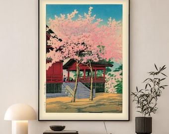 Kiyomizu Hall Ueno Art Print | Kawase Hasui Japanese Woodblock | Cherry Blossom Wall Art
