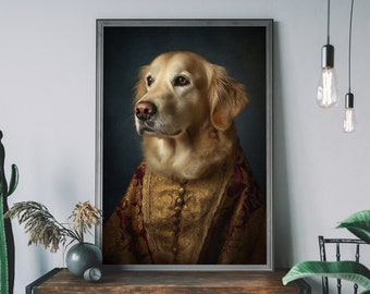 Stampa di Golden Retriever — Arte canina rinascimentale modificata