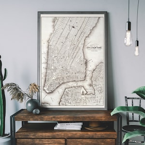 Vintage Stadt New York Karte, Antikes Reiseplakat, NYC Geschenk