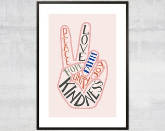 Peace sign art print World Peace Sign peace and love Inspirational Wall Art Minimalist bohemian decor peace symbol