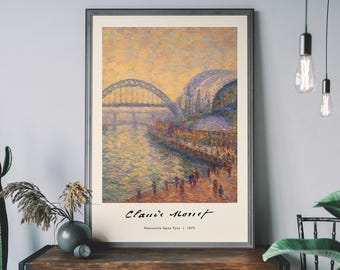 Newcastle Monet Stil Druck - Claude Monet inspiriertes Stadt Poster, Geordie Wandkunst, impressionistische UK Dekoration