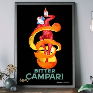 Bitter Campari Vintage Print - Essen & Trinken, Alkohol Werbeposter, Retro Bar Dekor
