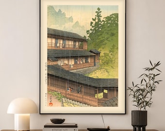 Sakunami Hot Springs Print | Kawase Hasui Japanese Art | Woodblock Wall Art Gift