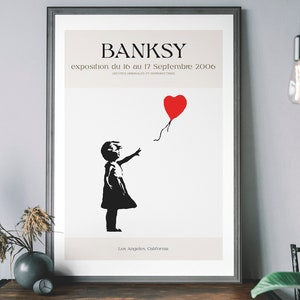 Banksy Museum Poster, Graffiti Wall Art, Urban Street Art, Girl With Balloon Exhibition Poster image 1