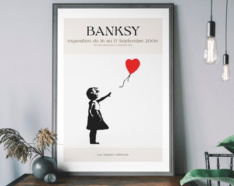 Banksy Museum Poster, Graffiti Wall Art, Urban Street Art, Girl With Balloon Exhibition Poster