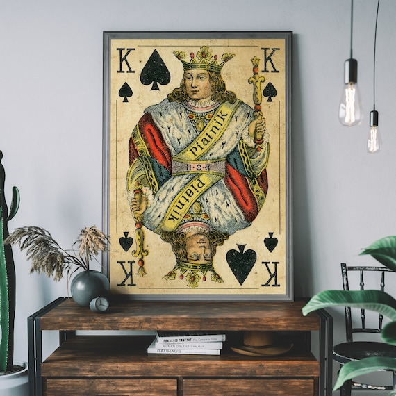 King of Spades Vintage Playing Card Art Print, Retro Wall