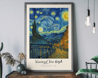 Newcastle Van Gogh Style Print - Geordie City Poster, inspiriert von der sternenklaren Nacht