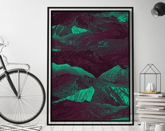 Abstract Mountains – Green Mountains Art Print, Nordic and Scandi Wall Art