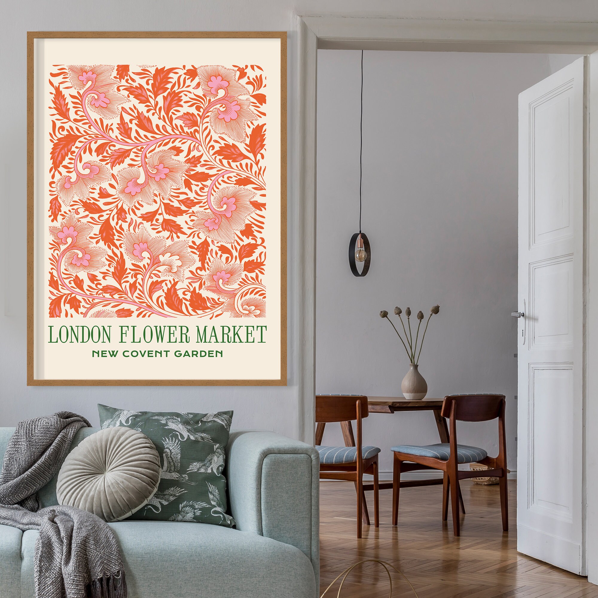 Discover London Flower Market Print, Covent Garden Flower Market, Retro Floral Posters