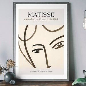 Affiche du musée Henri Matisse - Beaux-arts minimaux, impression d'exposition vintage, dessin au trait