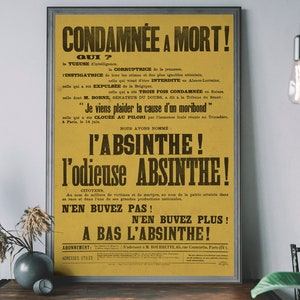 Absinthe Vintage Poster – Alcohol Wall Art, Vintage French Print, Typography Print, Home Bar Decor