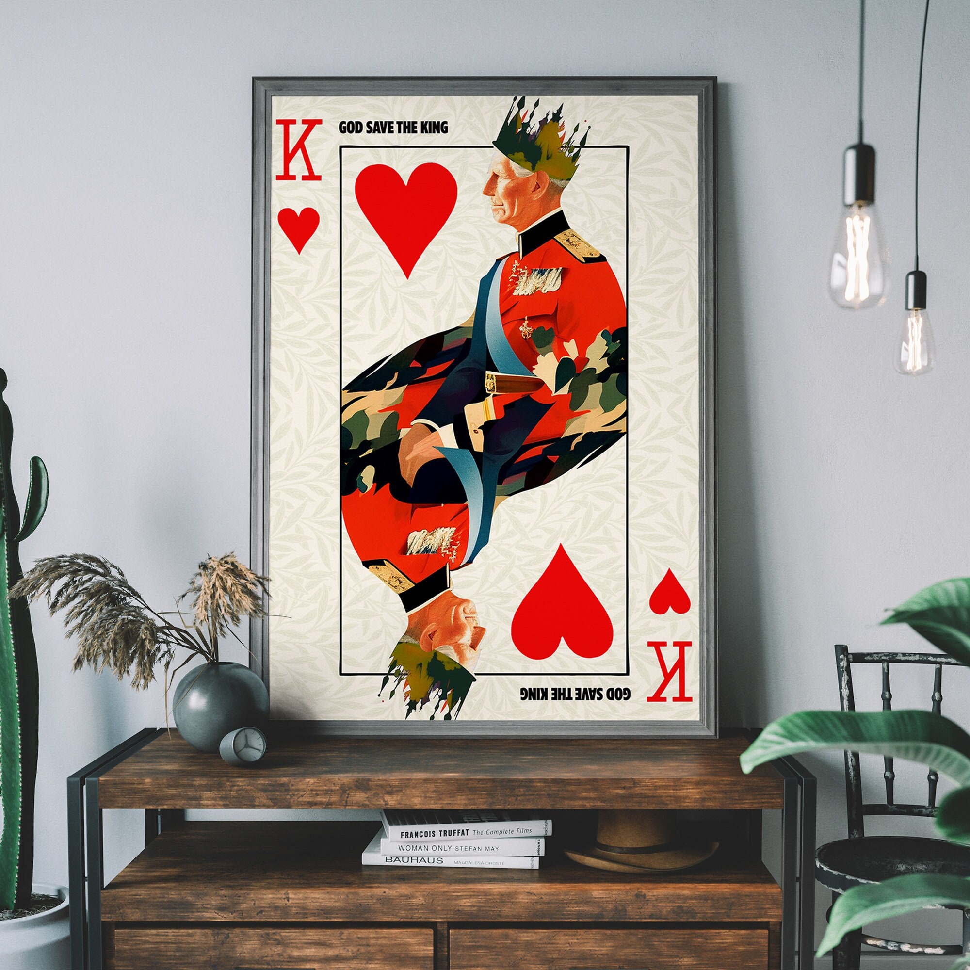 King Charles III Coronation Wall Art – Vintage Playing Card Poster, British Royal Family Urban Art