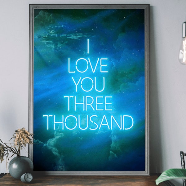 I Love You 3000 Art Print, Iron Man Wall Art, Avengers Movie Quote, Super Hero Gift