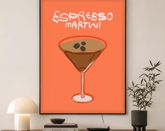 Espresso Martini Poster | Retro Cocktail Bar Art Print | Gift for Coffee Lover