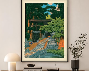 Kawase Hasui Shrine Print | Japanese Woodblock Wall Art | Zen Home Decor Gift