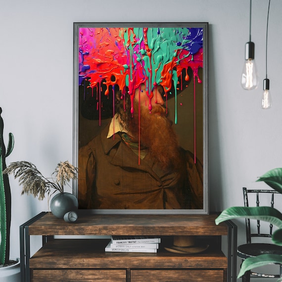 Altered Renaissance Painting – Antique Victorian Portrait, Urban Graffiti Art Print, Funky Wall Art