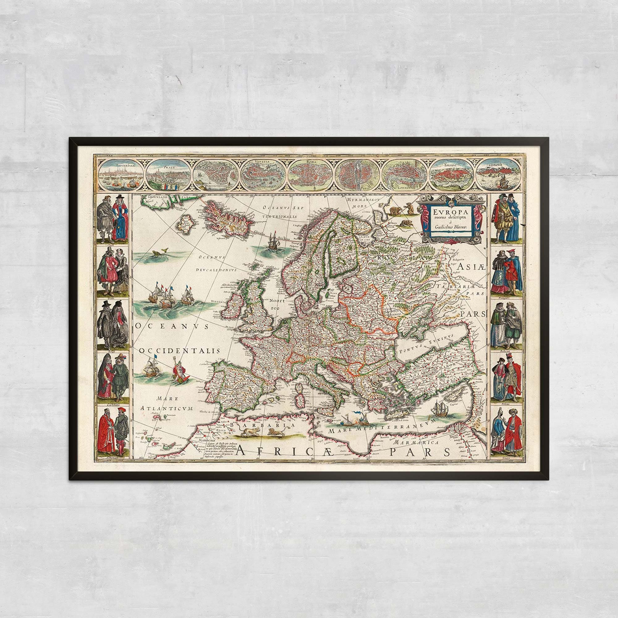Vintage Europe Map, Antique Map Illustration, Historical Map Art Print ...