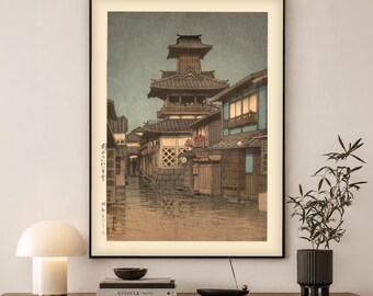 Kawase Hasui Bell Tower Print | Japanese Woodblock Wall Art | Okayama Art Gift