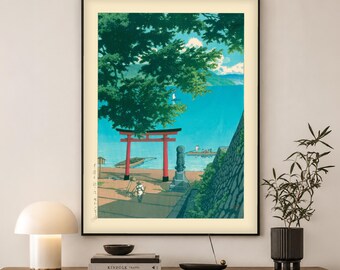 Karasaki Shrine Print | Kawase Hasui Japanese Art | Woodblock Wall Art Gift