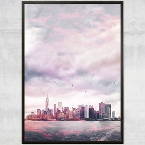 Arte mural del horizonte de Nueva York, póster de Nueva York, obras de arte de Nueva York, fotografía de la ciudad de Nueva York
