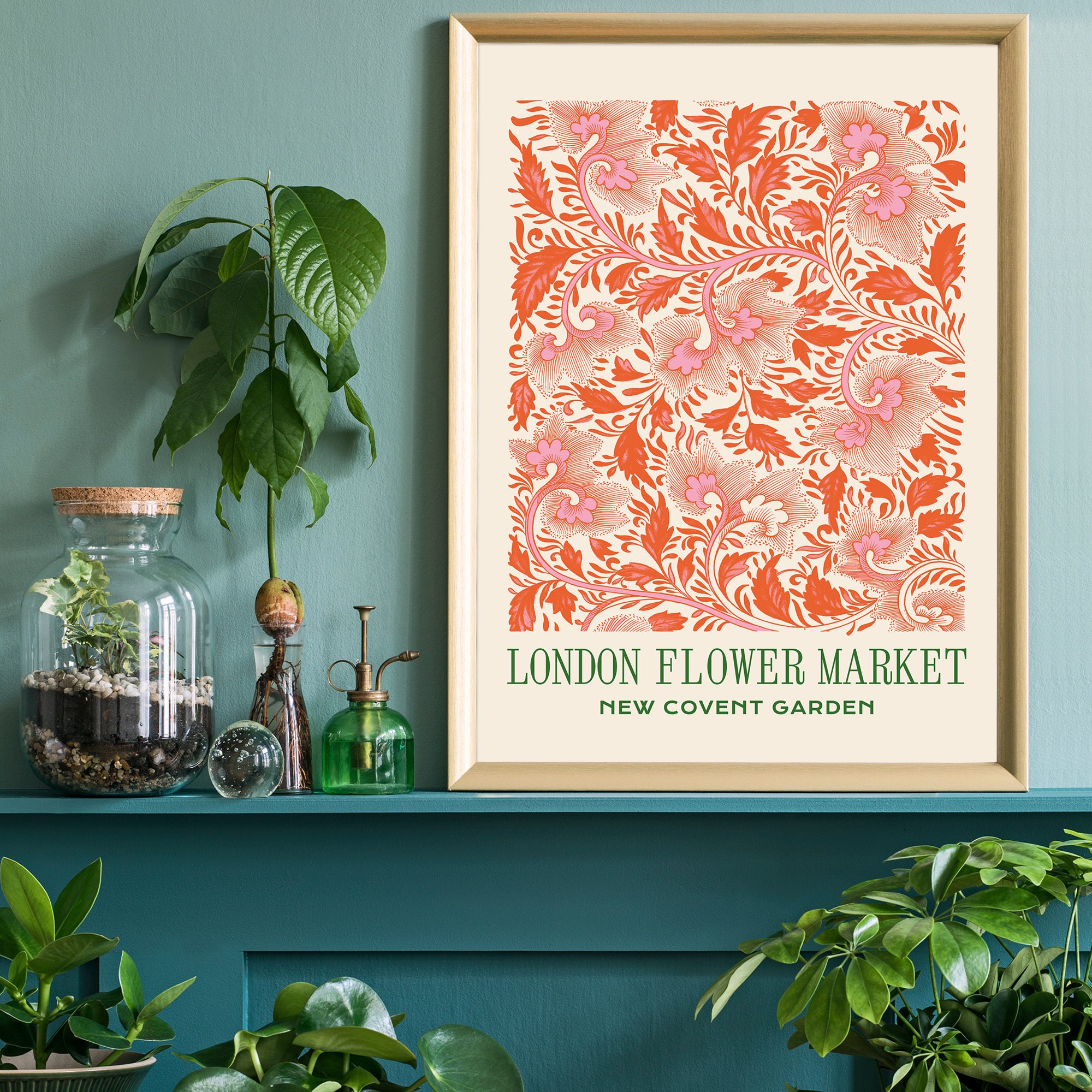 Discover London Flower Market Print, Covent Garden Flower Market, Retro Floral Posters