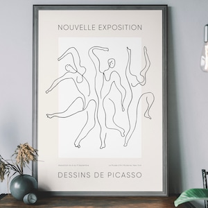 Picasso Exhibition Poster, Minimal Fine Art, Vintage Museum Poster, Line Drawing