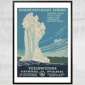 Yellowstone Park Wall Art – Vintage Travel Poster, National Park Retro Decor
