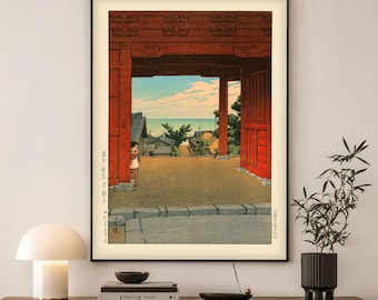 Kawase Hasui Tamon Temple Print | Japanese Woodblock Wall Art | Vintage Japan Gift