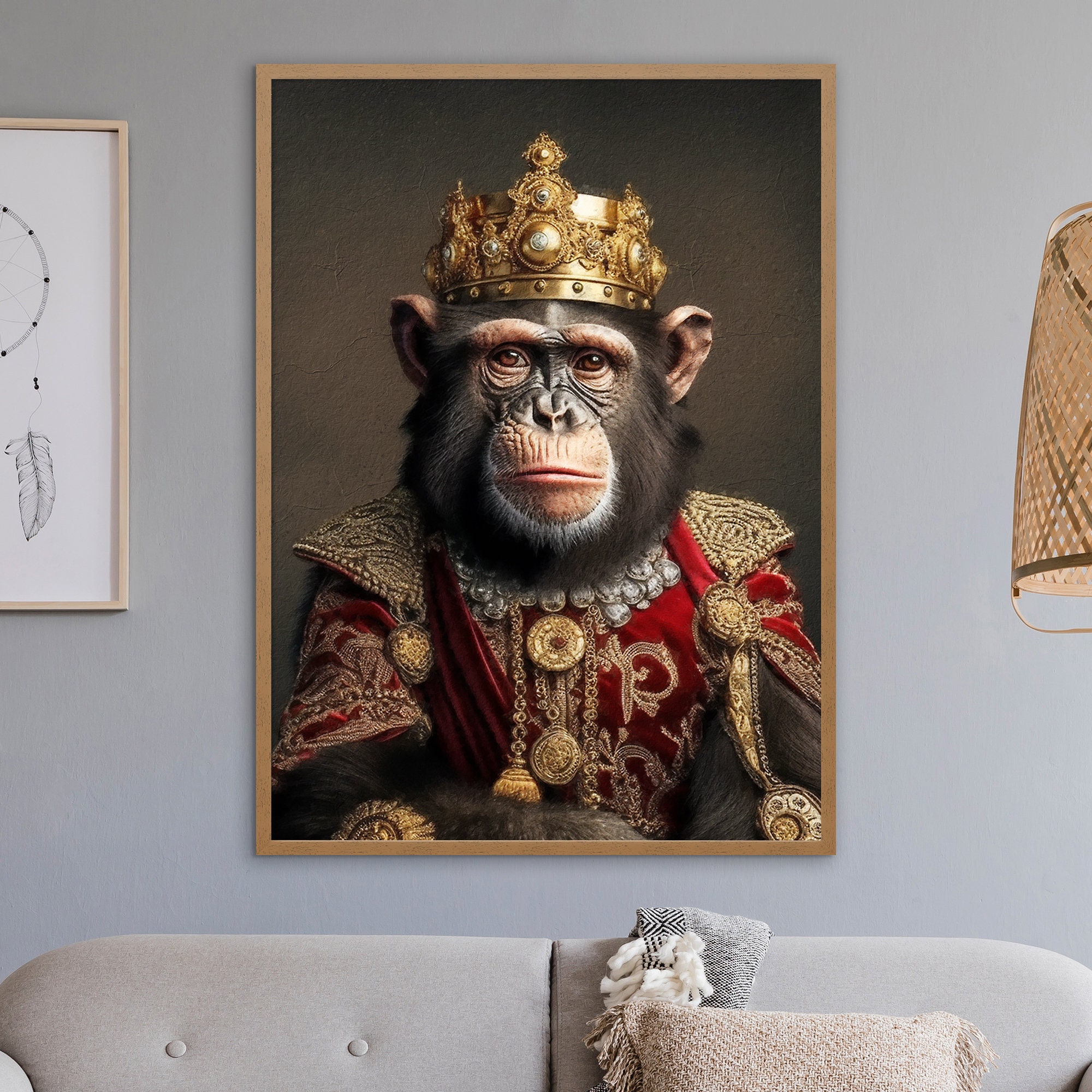 Chimp Vintage Portrait, Altered Art Regal Monkey Animal