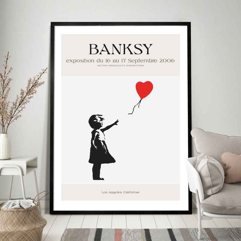 Banksy Museum Poster, Graffiti Wall Art, Urban Street Art, Girl With Balloon Exhibition Poster zdjęcie 3