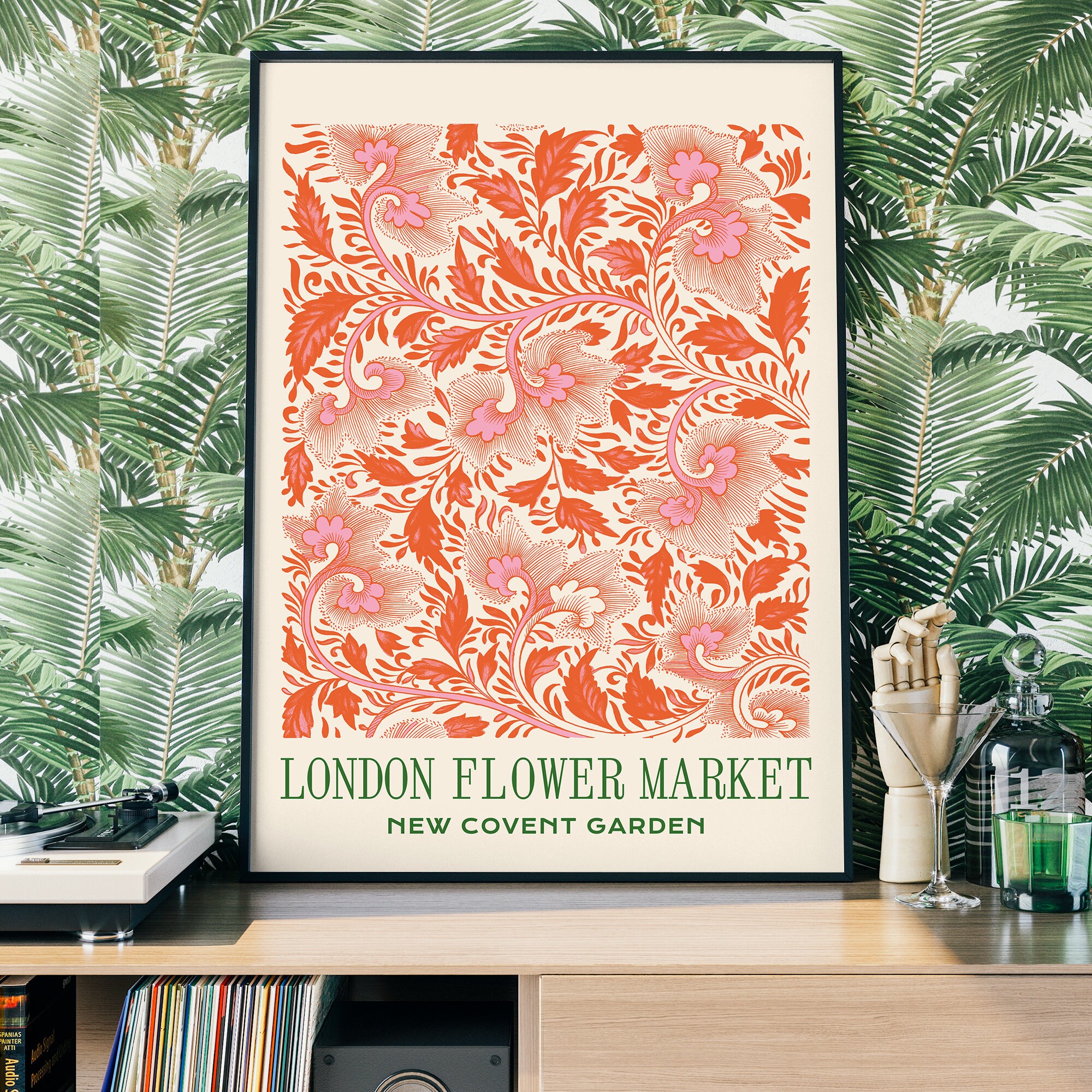 Discover London Flower Market Print, Covent Garden Flower Market, Retro Floral Posters