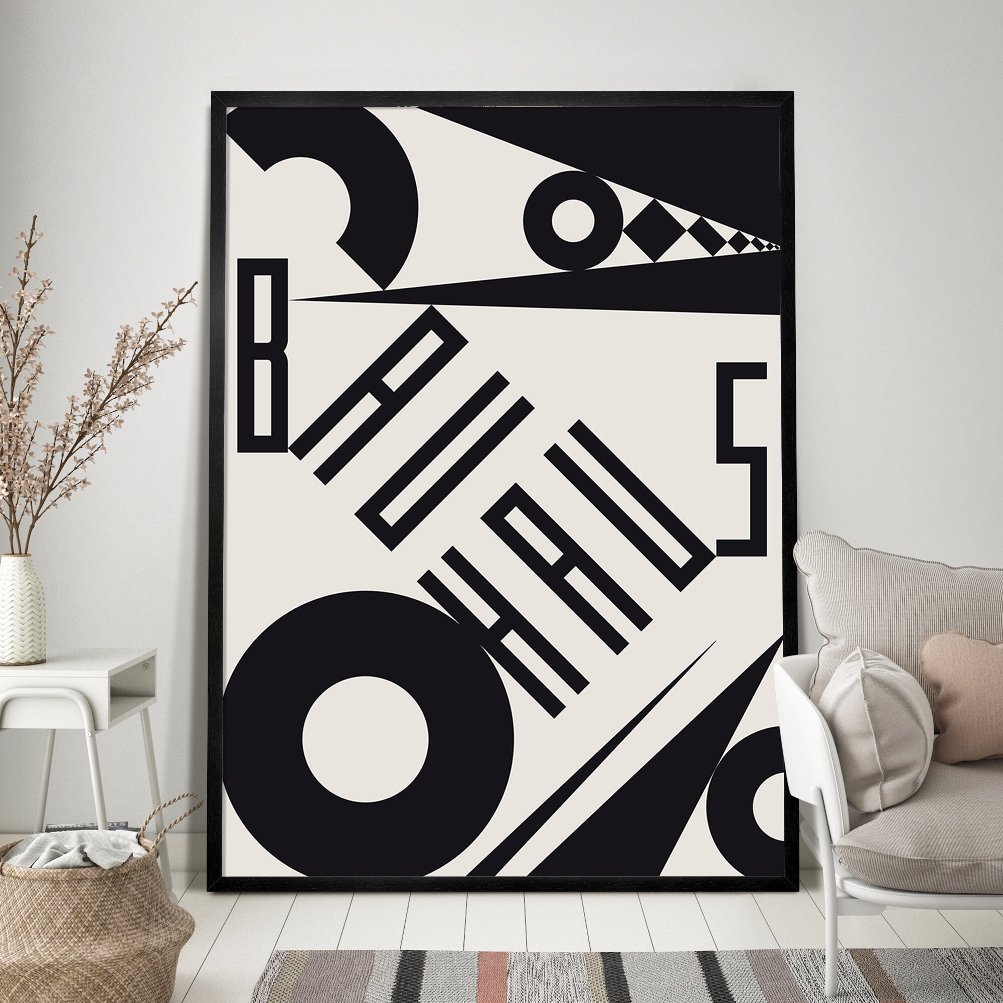 Vintage Bauhaus Exhibition Poster, Minimalist Wall Art, Geometric Art ...