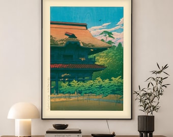 Kawase Hasui Temple Print | Japanese Woodblock Wall Art | Zen Home Gift