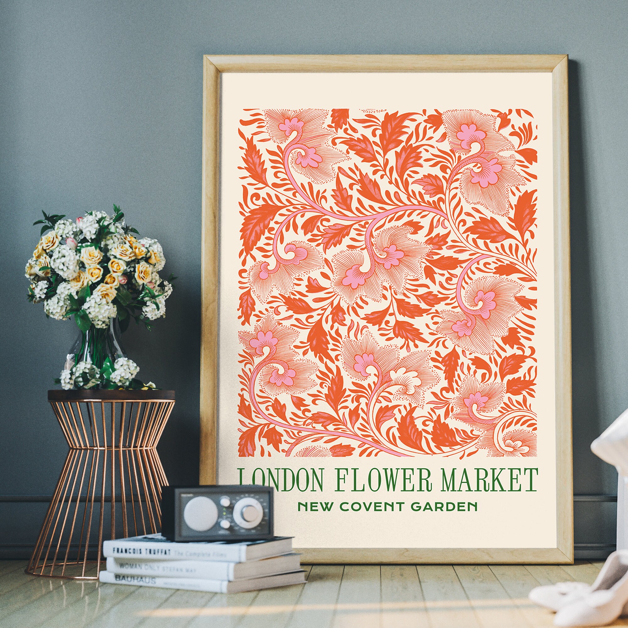 Discover London Flower Market Print, Covent Garden Flower Market, Retro Floral Posters