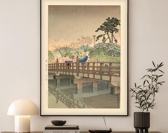 Kawase Hasui Spring Rain Print | Japanese Woodblock Wall Art | Japandi Home Decor Gift