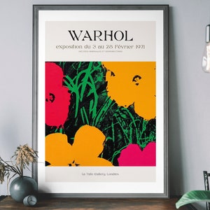 Andy Warhol Flowers Museum Poster, Vintage Exhibition Art, Floral Pattern Print