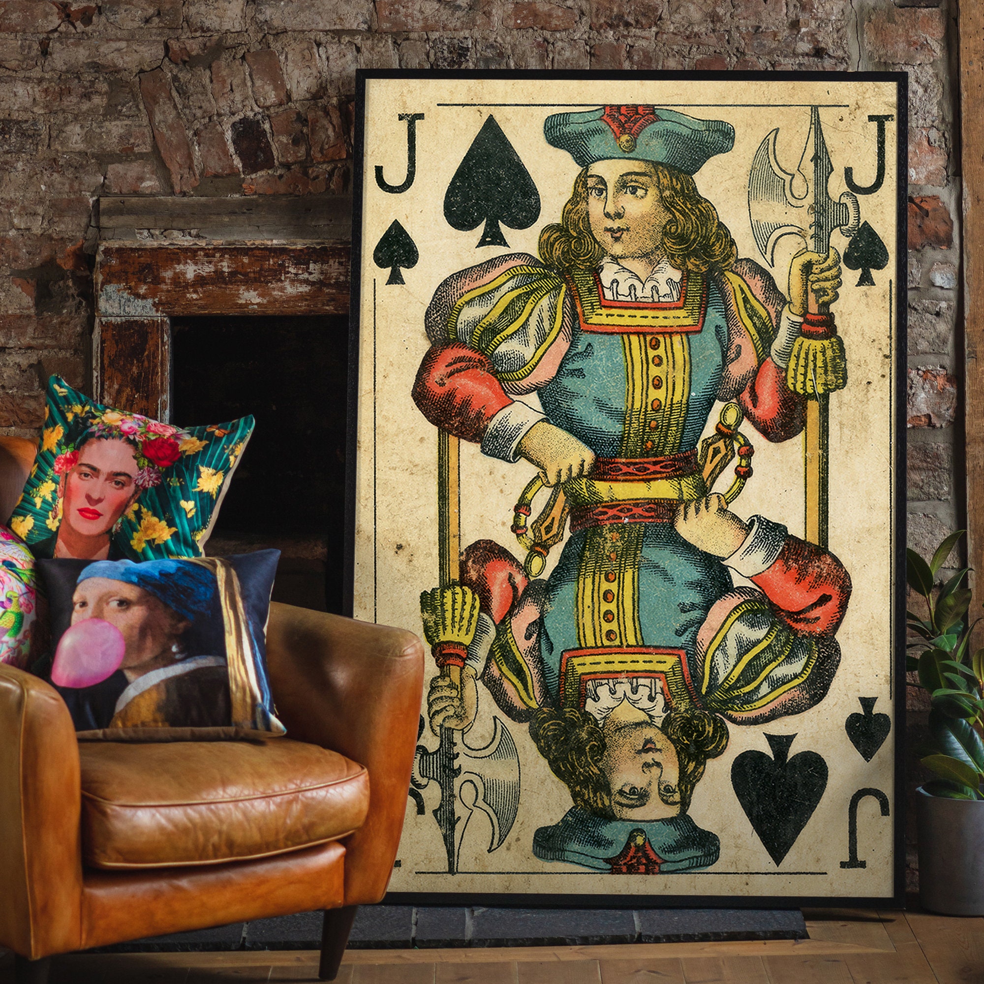 Jack of Spades Vintage Playing Card Art Print, Retro Wall Art, Rustic ...