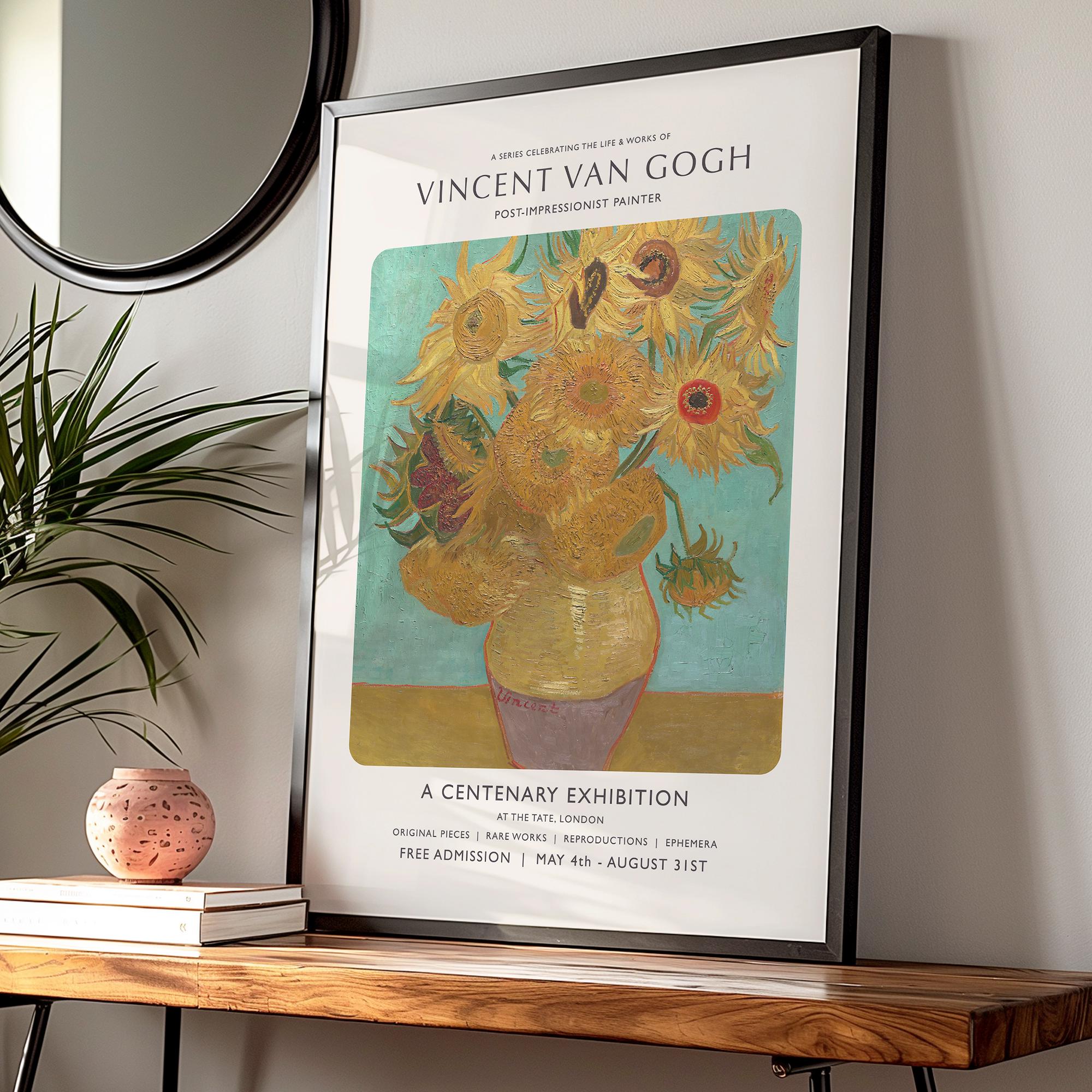 Van Gogh Sunflowers Print — Vintage Exhibition Poster - Etsy