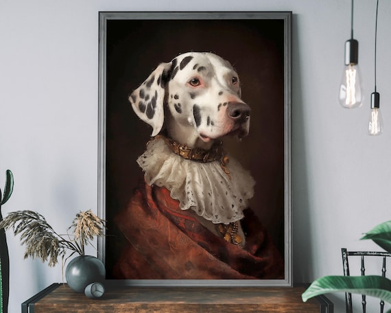 ダルメシアン犬の肖像画プリント — ルネッサンス風の改変アート - Etsy 