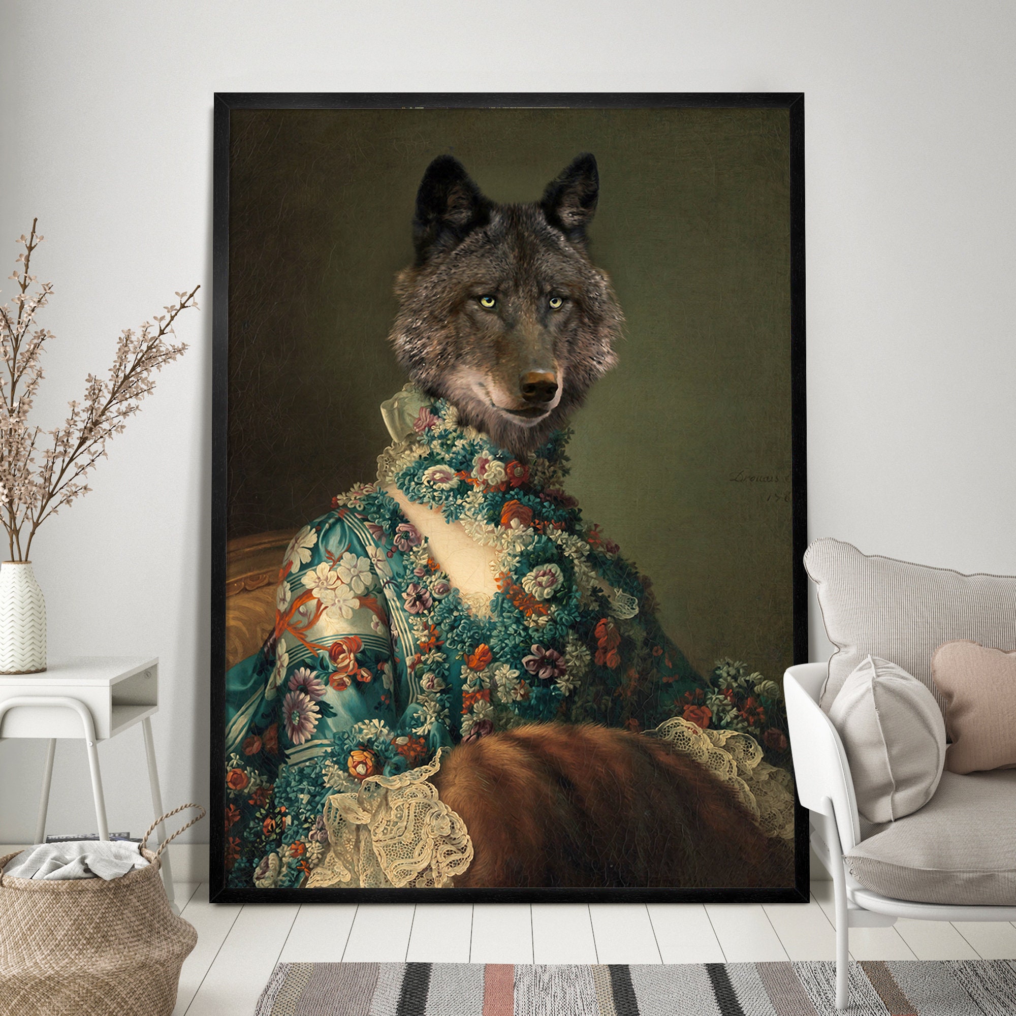 Wolf Portrait Art Print – Funny Renaissance Animal Painting