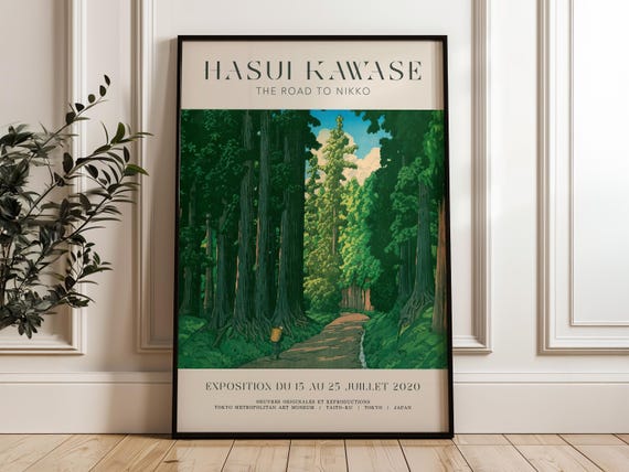 版画　20㎝×30㎝ Road to Nikko by Hasui Kawase, Vintage Museum Art Print, Japanese