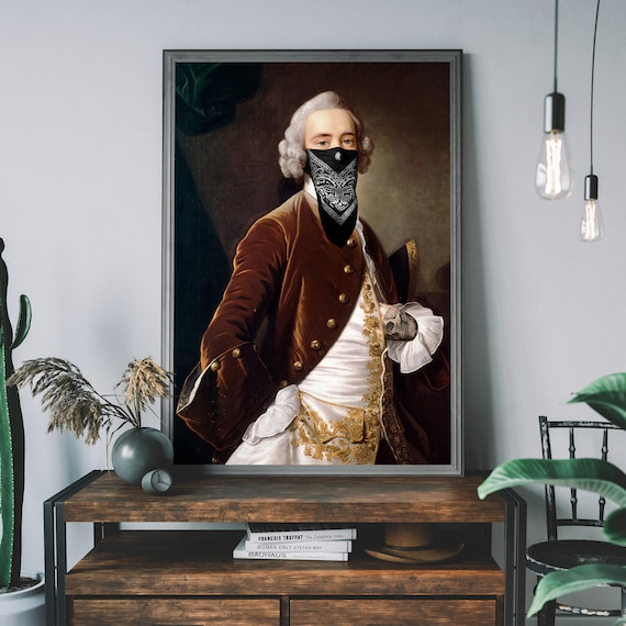 Altered Art Print – Vintage Victorian Portrait, Unique Banksy Style Wall Art
