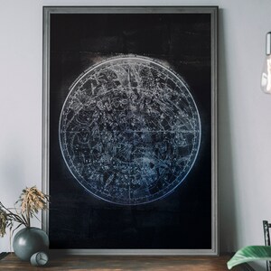 Impresión del cielo nocturno, impresión astronómica, póster del mapa estelar del hemisferio sur, impresión vintage de constelaciones