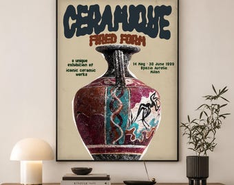 Ceramique Graphic Poster | Art Deco Pottery Wall Art | Housewarming Gift for Her