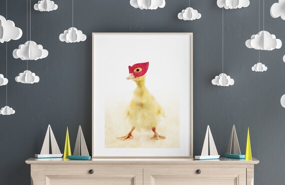 Duck Nursery Print – Nursery Animal Wall Art, Cute Duckling Picture, Farmyard Nursery Decor, Baby Room Art
